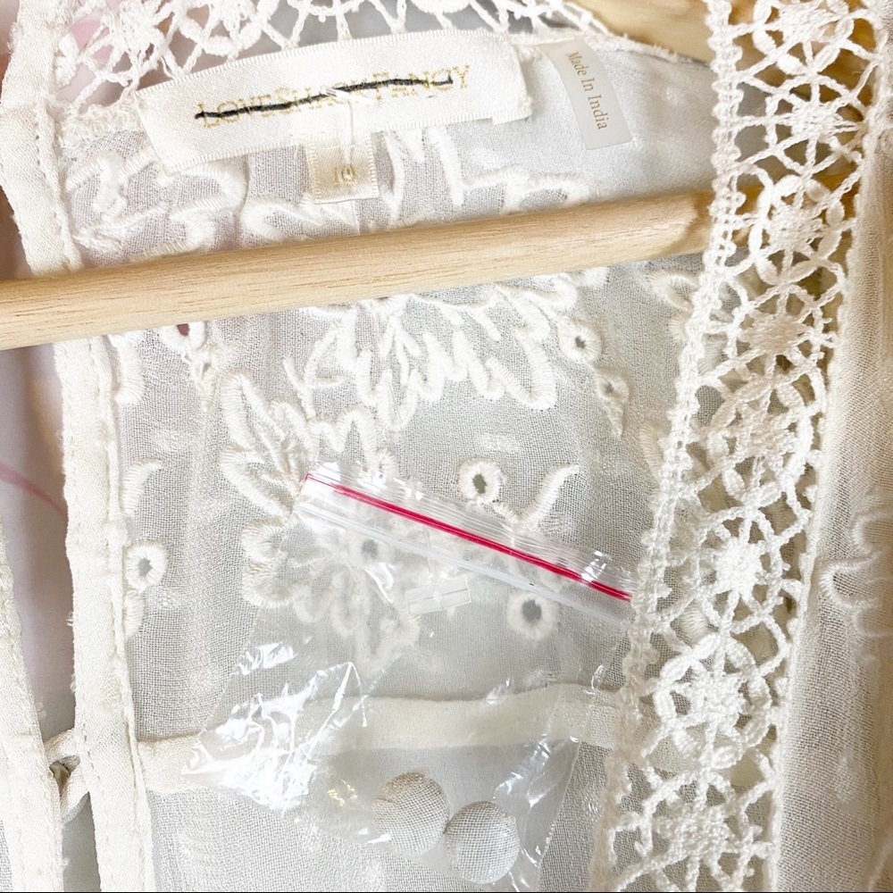 NEW Love Shack Fancy Simonna Floral Ruffle Lace Ivory Cream Boho Mini Dress 10 - Picture 10 of 16